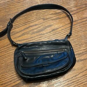 Vintage FOSSIL soft black leather hobo shoulder bag